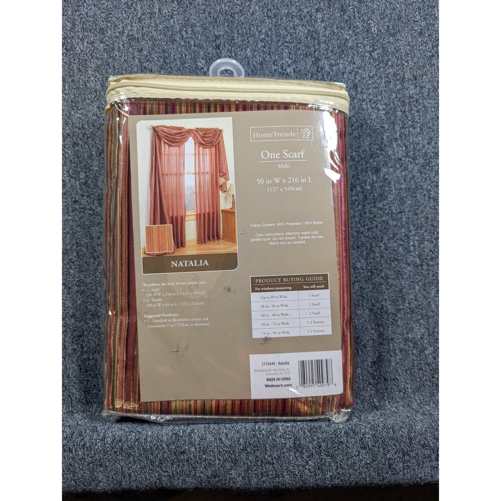 HomeTrends Natalia Window Scarf Multi Color Striped Valance 50x216 NEW - Picture 2 of 5